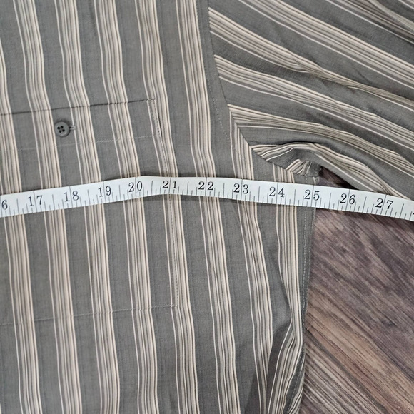 Pierre Cardin Striped Button Down Shirt Green Size L 16-16 1/2 - Picture 7 of 7